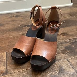 Lucky Brand Platform Sandals, Size 8.5, Brown